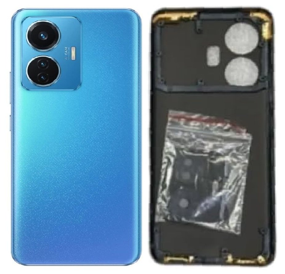Compatible Replacement iQOO Z6 4G Full Body Housing Replacement Back Frame Middle Chassis with Side Keys – Black, White & Blue Color: BLUE